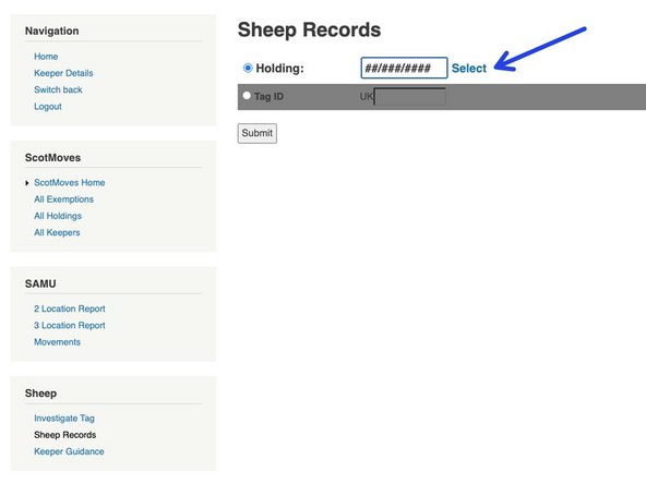 Alternatively you can click on Select as shown in blue and this will bring up the following menu.