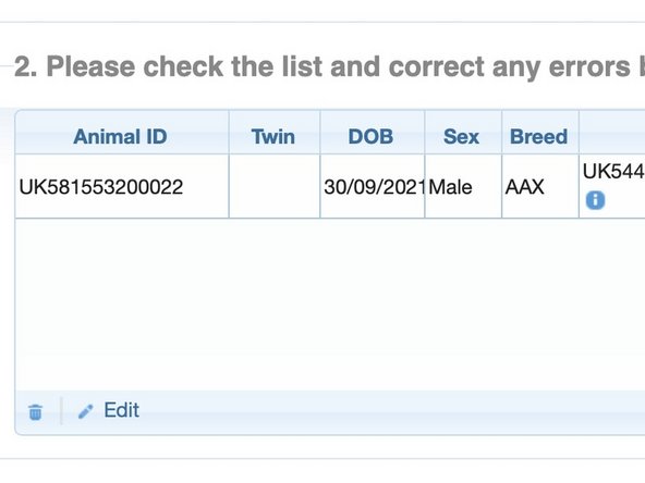Your calf registration details are now in Section 2.