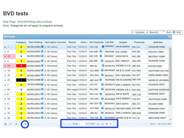 The icon circled blue will allow you to download the information to Excel.