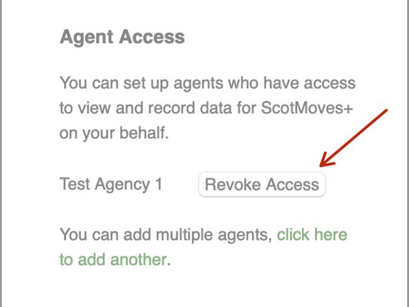 You can stop your agent from having access to your account and recording cattle records on your behalf at any time by clicking 'Revoke Access'.