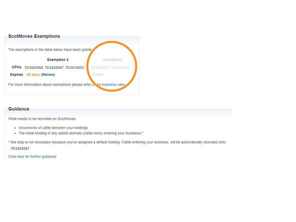 Click on Renew if you wish to keep the exemption in place