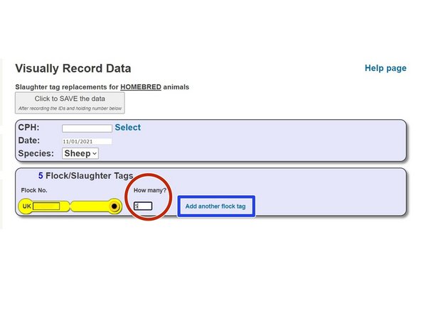 Your flock mark will be prepopulated in the box