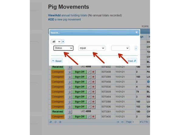 Use the drop down options to enter the information you wish to search by