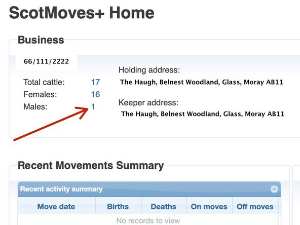 Click on the number of male animals