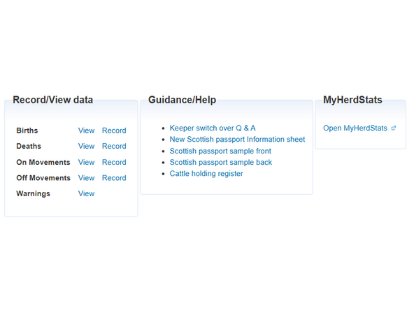 Alternatively you can access MyHerdStats from the ScotMoves+ home page