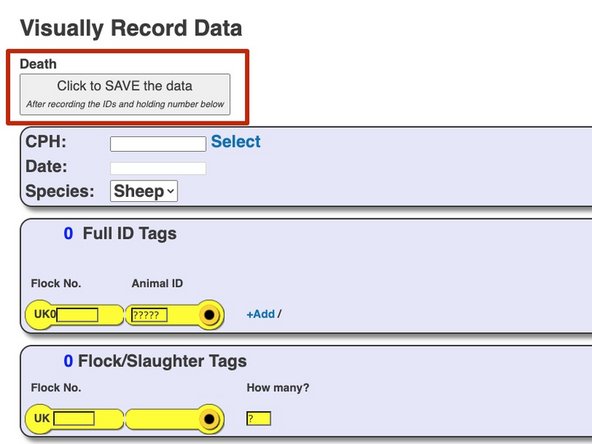 Lastly, click on Click to SAVE the data box at the top of the page.
