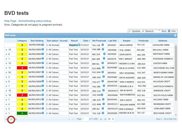 To refresh the table press the Reload grid icon circled red.