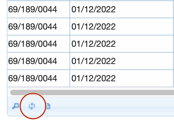 Click on the double arrow icon - like a recycle symbol - on the bottom left of the table