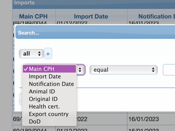 Select the data you wish to filter , eg Main CPH and enter the main CPH in the box