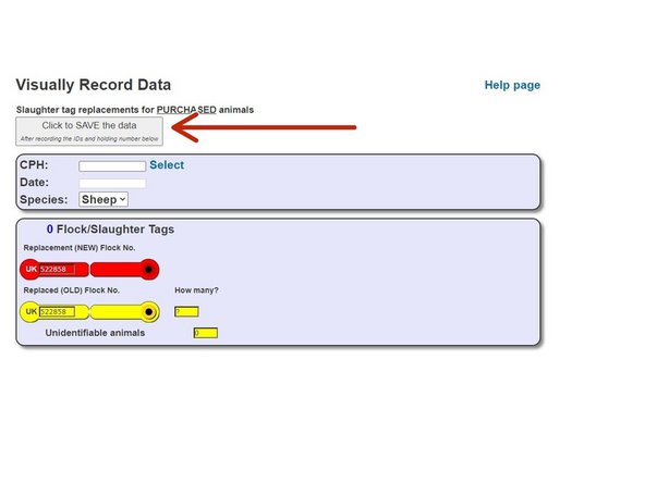 Click on the button Click to SAVE the data