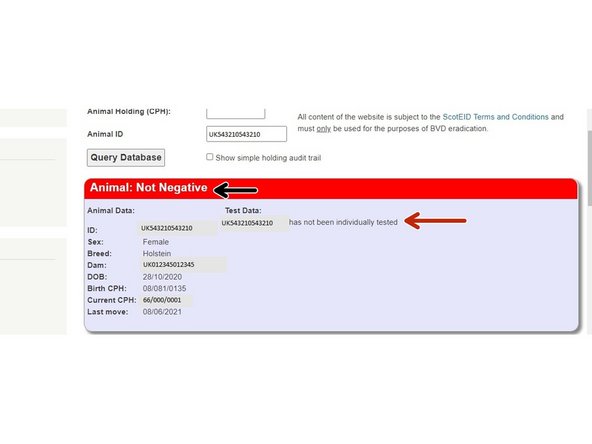 A different status outcome will show up in a different colour and the reason given as shown in image two.
