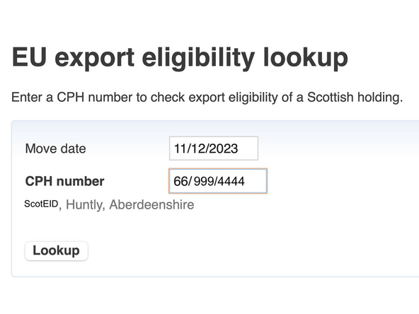 In this example, the CPH 66/999/4444 has been entered.