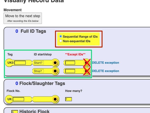 If you are entering only Full EID tags firstly select if these are in sequential or non-sequential order.