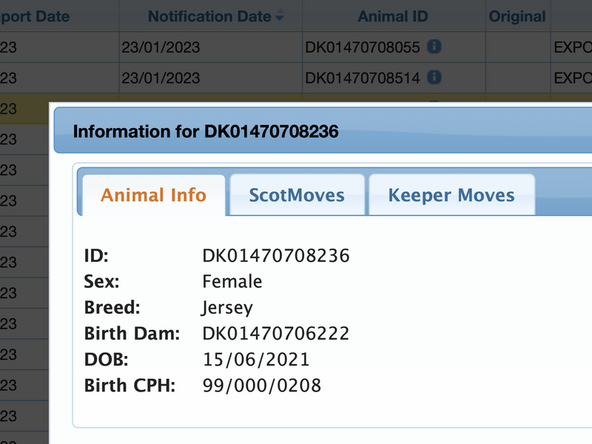An original ID is present when the animal is imported from a non EU country.