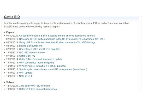 This diagram shows the remaining headings on the Research page.