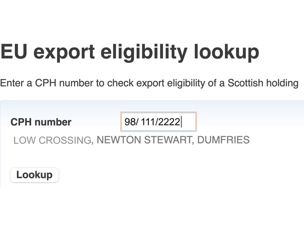 In this example, the CPH 98/111/2222 has been entered.