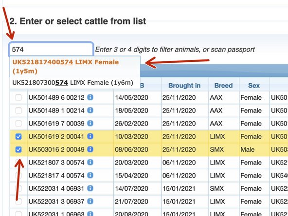 There are 3 ways of selecting the animal ID