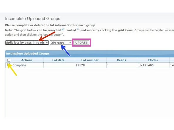 To split a lot, change merge to split lots by gaps in reads.