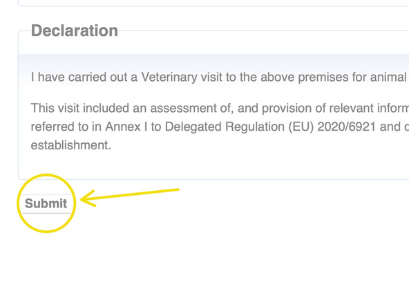 You must confirm your declaration for the attestation by clicking the submit button.