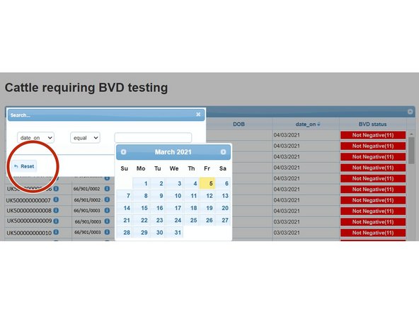 Before starting a new search, press the Reset button on the search window to refresh the criteria and table from the previous search.