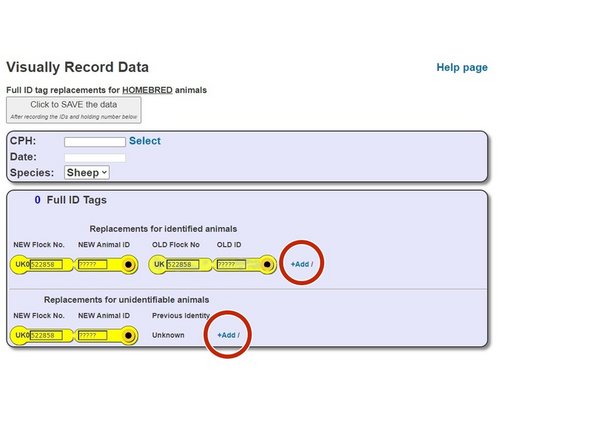 Click +Add if there is more than one full ID tag to enter