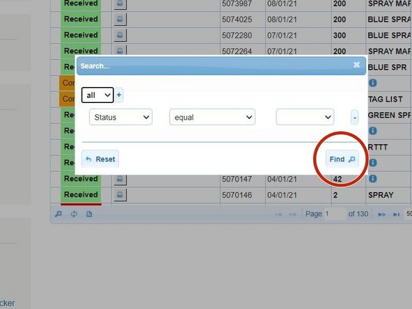 Click on Find, circled in red on the right hand side of the box
