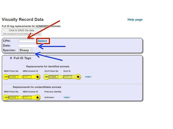 Enter the CPH. Your CPH will be prepopulated into this box, but by clicking on the Select button to the right of the box, a list of  options appear. eg. Marts, Abattoirs etc.