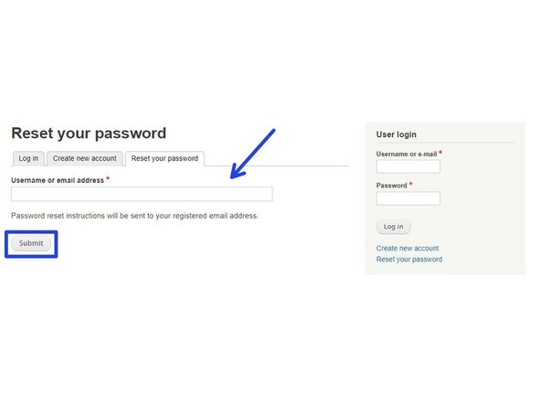Enter your username or email address and click submit.