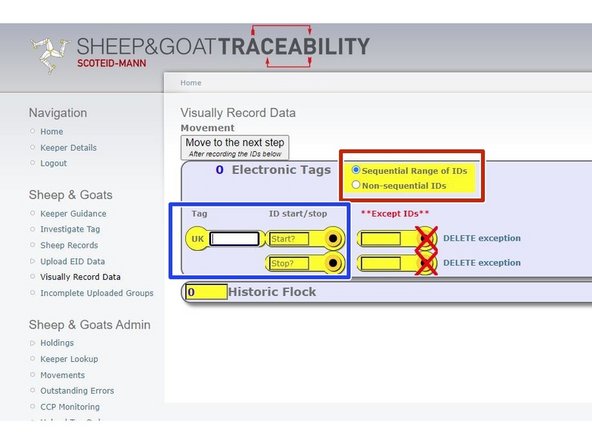 Firstly click on either sequential or non-sequential for Full EID tags.