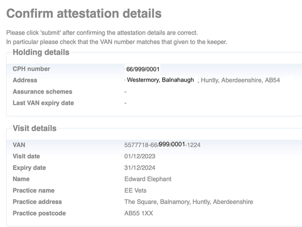 You are then given the opportunity to check the details that you have entered.