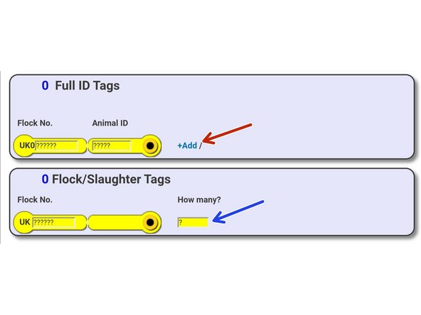 Next, enter the tag ID of the animal, whether it be  full ID tags or slaughter tags. If more than 1 animal with a full ID tag click on the +Add button.
