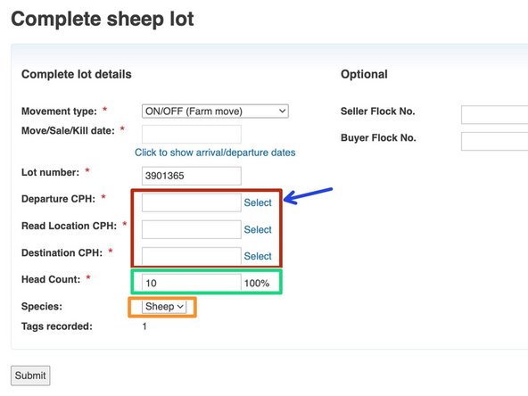 Departure, Read Location and Destination CPH's must all be entered (the read location can be the same as departure or destination).