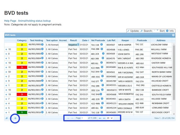 The icon circled blue will allow you to download the information to Excel.