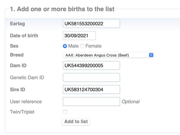 Please select the ID of the father of the calf.