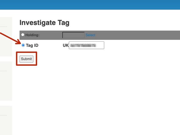 To search by an animal ID, select Tag ID as shown in red and click submit.