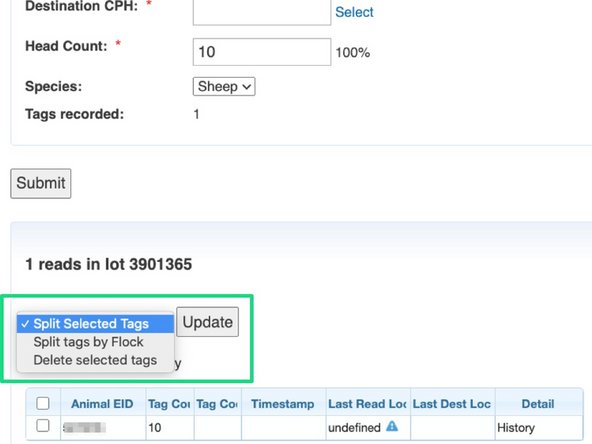 If any changes are required these can be made by clicking on the drop down arrow.