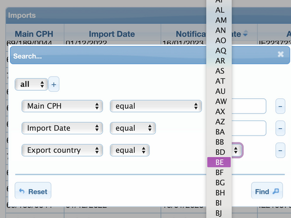 You can add multiple filters , eg for a main holding, from a particular country between 2 dates.