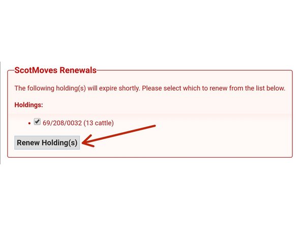 If there are cattle on any of the additional holdings that are due to expire shortly, there will be a red box at the top of the ScotMoves home page