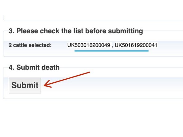 Check the animal IDs in Section 3 are those that have died.