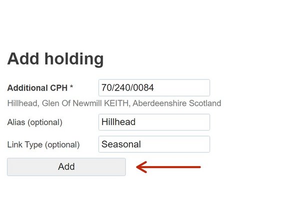 The last box gives the option to supply the Link Type. Here you can  state  if this holding is for example Seasonal or Permanent.