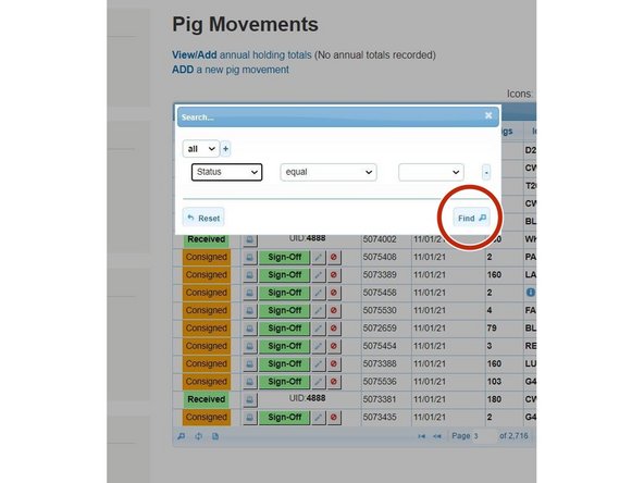 Click Find, once you have entered your search data