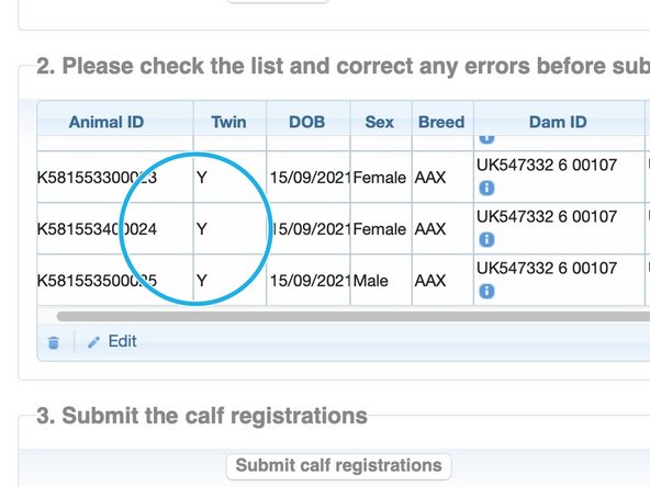 This overrides the validation allowing the Dam ID of the mother to be used more than once.
