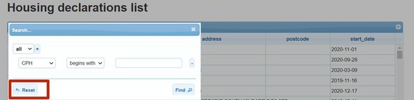Click Reset to refresh the previous search.