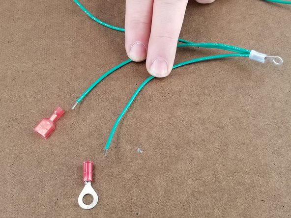 This step will use one large red ring terminal and one spade connector.