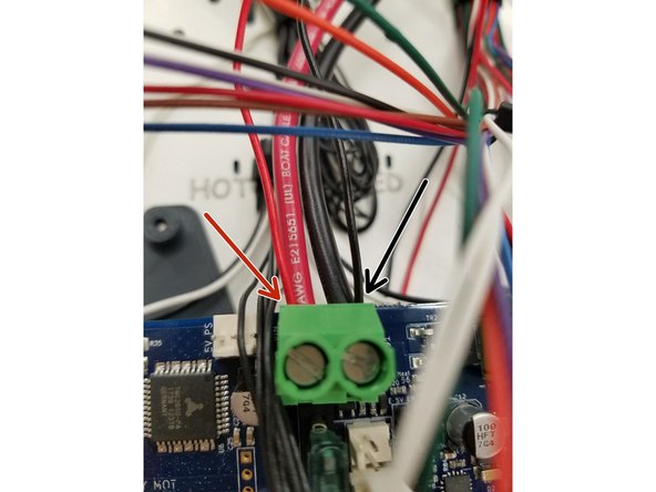 In the same Plug install the Positive and Negative leads from the 40mm cooling fan under the Duet Board. (SEE PICTURE)