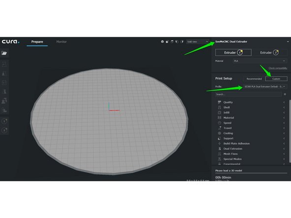 Once you have completed the initial test print, the rest of this guide will give you information on loading a dual extrusion model, how the purge tower can be moved, and how settings work in Cura.