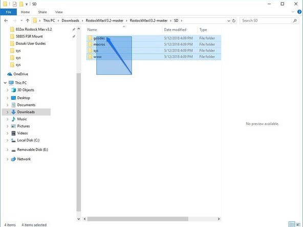 In the downloaded files, open the folder labeled SD for your machine model and features.