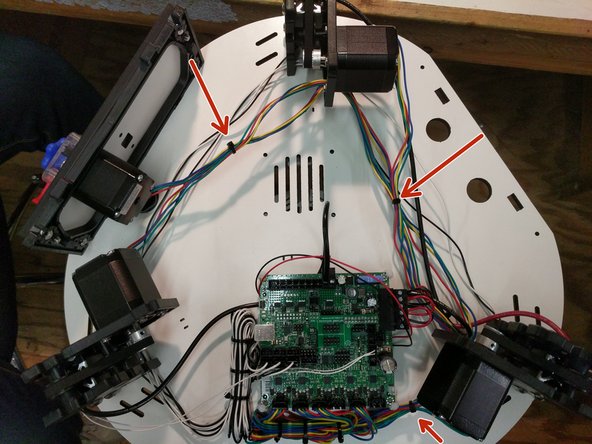 You can clean up the wiring with zip ties to get everything a little more organized. Do not tie your motor and end stop wires together.