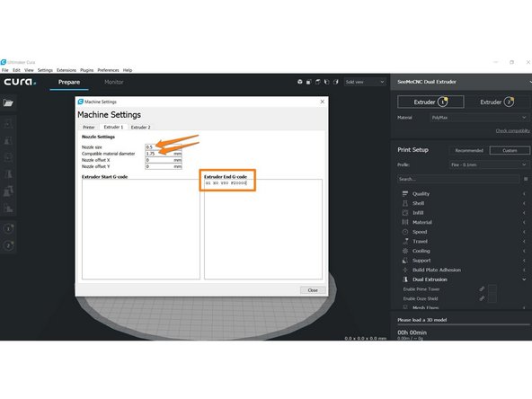 Set nozzle size to 0.5  *This is our stock nozzle size, if you are using a different nozzle size, put the correct nozzle size here*