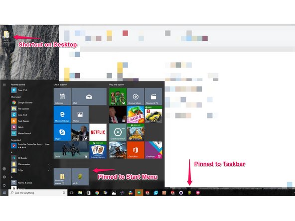 For this step you can now choose to &quot;Pin to Start&quot;,  &quot;Pin to taskbar&quot;, &quot;Create Shortcut&quot;, or any combination of the three. (This is Windows Specific)